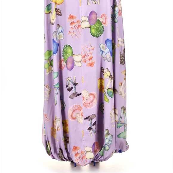 RODARTE LAVENDER MUSHROOM PRINTED SILK SATIN CAPE GOWN - Picture 8 of 16